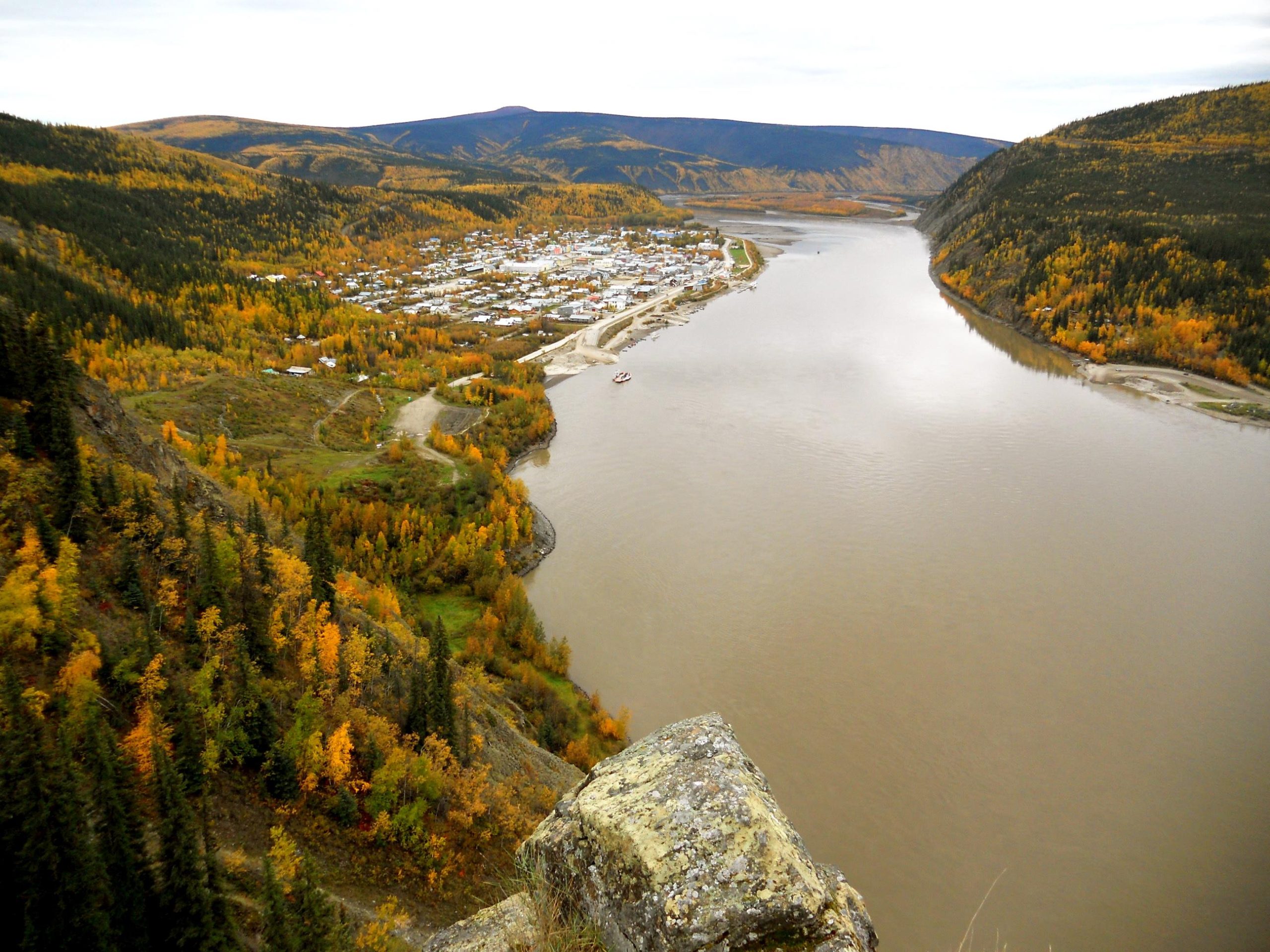 View of Dawson City from Moosehide Trail